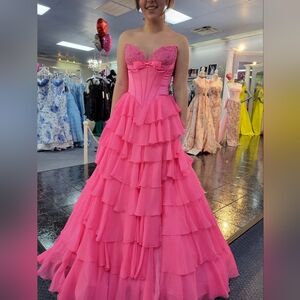 Sherri Hill Pink Strapless Prom Dress